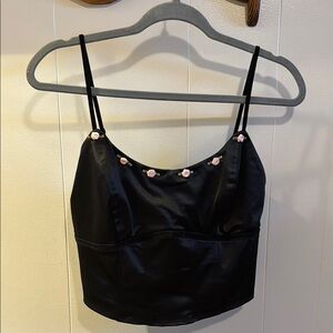 Wild Fable Black Embellished Crop Camisole